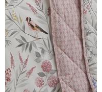 Dreams & Drapes - Pink Floral & Bird Reversible Bedspread - 230cm X 200cm - 2 Designs - Botanical Prints & Spring Birds