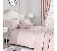 Dreams & Drapes 'Blossom' Premium Woven Jacquard Floral Blossom Duvet Cover Set in Rose | Size: Double Dreams & Drapes Rose Double