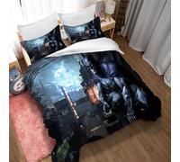 Duvet Cover Bedding Set 2 Person Bedding Set with Batman Arkham City Microfiber Bed Set with 2 Pillowcases (BAC 03,200x200cm(Double))