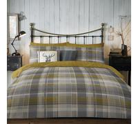 Dreams & Drapes 'Connolly Check' 100% Brushed Cotton Duvet Cover Set in Mustard | Size: Double Dreams & Drapes Mustard Double
