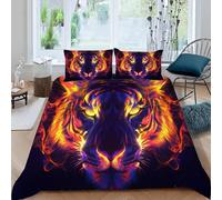 Duvet Cover Bedding Set for Kids Boys Girls Teens Room Tiger Flame Comforter Cover Set Abstract Animals Bedspread Cover 3Pcs Zipper King Size