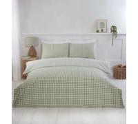 Rapport Home Gingham Check Polycotton Duvet Cover Set with Pillowcase – Green Single 135x200cm