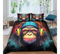 Duvet Cover Bedding Set Single 90X190 Cm Animal Monkey - For Single Double King Size Bed, 3D Printing Microfiber Duvet Set Quilt Case With Pillowcases,For Boys Girls - Hypoallergenic -589N180O511