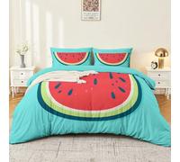 Duvet Cover Cartoon Watermelon Summer Bedding 3PCS Duvet Cover Set Super King Soft Thick Printed Duvet Cover Set for Women Adults Green Blue Red