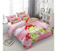 Duvet Cover Contemporary Cartoon Plant Mushroom Frog 260 x 220 cm Super King Breathable Microfiber Duvet Cover Set, Easy care Non Iron Quilt Bedding Cover with 2 Pillowcases 50 x 75 cm, Multicolor