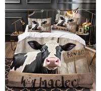 Duvet Cover Dairy Cow Bedding Set Kids Boys Girls Teens Room Farm Animals Bedspread 3Pcs Zipper Super King Size