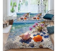 Duvet Cover double 3D Conch Shell Beach Quilt Cover Soft Microfiber Comforter Cover With Zipper Closure Bedroom and 2 Pillowcase Landscape Flowers Bedding Set for Kids Teens and Adults
