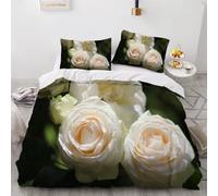 Duvet Cover double 3D Rose Quilt Cover Soft Microfiber Comforter Cover With Zipper Closure Bedroom and 2 Pillowcase Flowers, Romance Bedding Set for Kids Teens and Adults