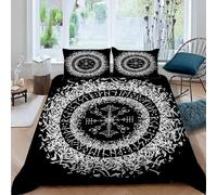 Duvet Cover double 3D Viking Quilt Cover Soft Microfiber Comforter Cover With Zipper Closure Bedroom and 2 Pillowcase Norse Mythology Runes Bedding Set for Kids Teens and Adults