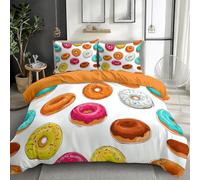 Duvet Cover Double Bedding King Simple Lines Donut Brushed Microfiber Duvet Covers with 2 Pillowcase 3 PCs - Hypoallergenic Luxury 230 x 220 cm Super Soft, Easy Care Orange Color
