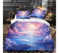 Duvet Cover Double Bedding Set Cloud Sunshine Comforter Cover with 2 Pillowcases Fantasy Art Soft Microfiber Bedspread Cover Zipper 3 Pieces