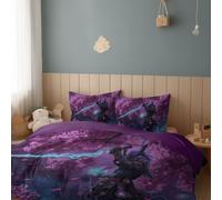 Duvet Cover Double Bedding Super King Warrior Flowers Sword Brushed Microfiber Duvet Covers with 2 Pillowcase 3 PCs - Hypoallergenic Luxury 260 x 220 cm Super Soft, Easy CarePurple