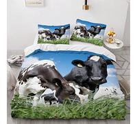 Duvet Cover double Cows 3d Printed Quilt Cover with Zipper Closure and Pillowcase Country Prairie Ranch Bedspread Cover 3 Pieces Soft Microfiber Bedding Set for Adult