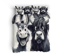 duvet cover double Cute Donkey Yak king-size duvet cover sets Soft touch bed cover with reversible design, fade resistance and hidden zip for easy maintenance