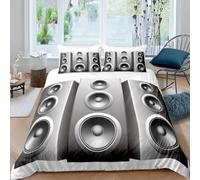 Duvet Cover Double Rock Music Bedding Set 3 Piece, 3D Printed Quilt Cover And 2 Pillowcases, Soft Brushed Microfibre & Easy Care Bed Set With Zipper Closure For Kids 200X200 Cm -4492040870578