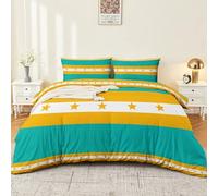 Duvet Cover Geometric Stripes Stars Bedding 3PCS Duvet Cover Set Super King Soft Thick Printed Duvet Cover Set for Women Adults Green Blue Orange