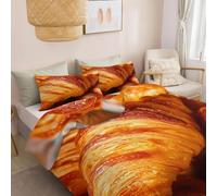 Duvet Cover Hypoallergenic Gold - Hd Photography Bread Texture Bedding Set Soft Luxury, With Zipper Closure And 2 Pillowcases 50 X 75 Cm, Non Iron Bedding Hotel Quality Quilt Cover