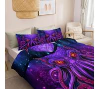 Duvet Cover Hypoallergenic Purple - Cartoon Ocean Octopus Bedding Set Soft Luxury, With Zipper Closure And 2 Pillowcases 50 X 75 Cm, Non Iron Bedding Hotel Quality Quilt Cover