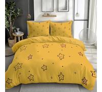 Duvet Cover King 230 x 220 cm Bedding Set Breathable Microfiber Duvet Cover, Quilt Bedding Cover with 2 Pillowcases, Easy care, Yellow, Cartoon Twinkle Twinkle Little Star
