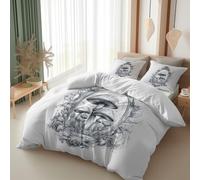 Duvet Cover King Durable Hypoallergenic Microfiber, Retro Border Mushroom Plant Decoration, Bedding Set, 3Pcs Quilt Cover 230 x 220 cm with 2 Pillowcases, for Kids Teens Girls Boys, All Season