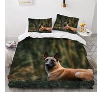 Duvet Cover King Size Belgian Shepherd Malinois Dog 3d Printed Bedding Quilt Cover Set 3 Pieces Soft Microfiber Comforter Cover with Zipper Closure and 2 Pillowcases For kids and Teens -230x220cm