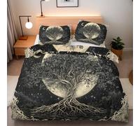 Duvet Cover King Size Big Tree Painted Bedding Set Soft Comforter Microfiber With 2 Pillowcases 50x75cm Moon Stars 3D Printed Quilt Cover With Zipper Closure For Kids Aldult