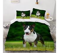 Duvet Cover King Size Bull Terrier 3d Printed Bedding Quilt Cover Set 3 Pieces Soft Microfiber Comforter Cover with Zipper Closure and 2 Pillowcases For kids and Teens -230x220cm
