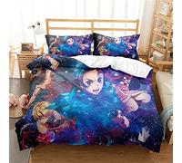 Duvet Cover King Size Hotel Quality Bedding Set Demon Slayer Duvet Sets Soft Breathable 100% Poly Cotton Quilt Cover with Pillowcases (220x230cm(King),DS 04)