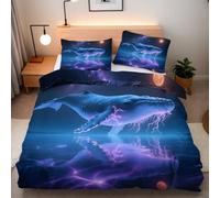 Duvet Cover King Size Whale Sea Bedding Set Soft Comforter Microfiber With 2 Pillowcases 50x75cm Night Sky Dreamy 3D Printed Quilt Cover With Zipper Closure For Kids Aldult