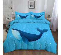 Duvet Cover King The Ocean Whales Swimming All Living Things, Reversible Microfiber, Bedding Set Ultra Soft Hypoallergenic Luxury Quilt Cover, 230 x 220 cm with Zipper, 4 Corner Ties, Bedroom Set