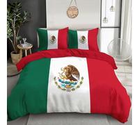 Duvet Cover Mexican Flag Striped Bedding Set Green,White Red Art Comforter Cover For Kids Adults,Bedding Set Room Decor Pillow Cases Double Bedspread Cover 3Pcs