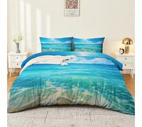 Duvet Cover Nature Ocean Waves Bedding 3PCS Duvet Cover Set Super King Soft Thick Printed Duvet Cover Set for Women Adults Green Blue White