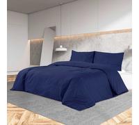 Duvet Cover Navy Blue 240x220cm 100% Cotton 2 Pillowcases Hidden Buttons Soft OE