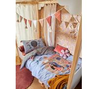 Duvet Cover & Pillowcase Set for Children, Gypsy Caravan blue medium solid with design