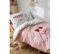 Duvet Cover & Pillowcase Set with Recycled Cotton, CHERRY STRIPES striped red