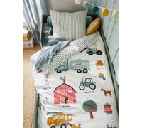 Duvet Cover + Pillowcase Set with Recycled Cotton, Harvest printed white