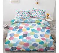 Duvet Cover Polka Dot Single Duvet Cover Set, Colorful Dots Bedding Sets, Reversible Pattern Quilt Cover Set 2 pcs with Zip and 1 Pillowcase 50x75 cm, Soft Brushed Microfibre Bed Set (L&-1494)