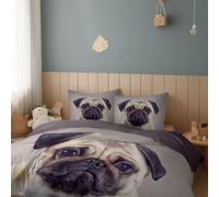 Duvet Cover Pug Lights Ultra soft Hypoallergenic Non Iron Luxury King 230 x 220 cm Bedding Bedding Sets With Zipper Closure Soft Brushed Microfiber Dark Gray