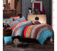 Duvet Cover Queen Bohemian Soft Cotton 3 Pieces Boho Bedding Sets Boho Exotic Colorful Chic Style Teal Orange Mandala Bohemian Retro Print Duvet Cover Queen, with Zipper Closure (NO Comforter)