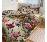Duvet Cover Queen Size - Ultra Soft Breathable 1 Duvet Cover 102"x90" & 2 Pillowcases (20x30), 3 Pieces Garden Blooming Wildflowers Bed Covers With Zipper Closure Double-Sided Bedding Set No Comforter