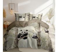 Duvet Cover Reversible, for All Season Use Super King Cute Panda Bamboo Forest Printed Black White Ultra Soft Reversible Duvet Cover, 3 Pcs Bedding Zipper Closure