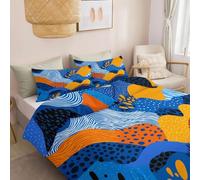 Duvet Cover Reversible Soft Printed Duvet Set Single, Hypoallergenic Quilt Cover Abstract Art Non Iron Luxury Bedding Sets with Pillowcases Polka Dots Stripes Waves
