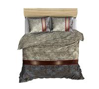 Duvet Cover Set + 1 Pillowcase 220 x 220 cm Cream Black Grey Red Claret White