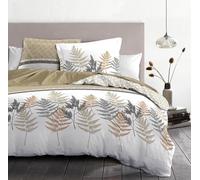 Duvet Cover Set 140 x 200 cm - 2 Pieces - Soft Cotton Percale - Cover + Pillowcase - Beige & Praline - La Marquise Model
