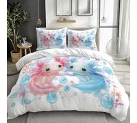 Duvet Cover Set - 2 Pcs Soft Warm Printed Bedding Cot Bed Set 120 x 150 cm, White Cartoon Sea Animals 1 Quilt Cover 1 Pillow Case Included Machine Washable