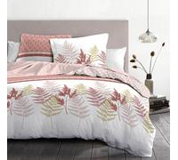 Duvet Cover Set 200 x 200 cm - 3 Pieces - Soft Cotton Percale - Cover + Pillowcase - White & Powder Pink - La Marquise Model