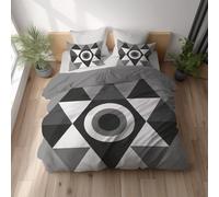 Duvet Cover Set 230 x 220 cm, Geometric Triangle Minimalist Bedding Set with Pillowcases, Soft Microfiber Reversible King Quilt Cover with Hidden Zipper Closure for Adults Kids,Grey