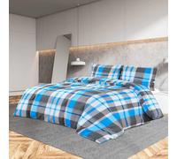 Duvet Cover Set 240x220 cm Blue Grey 100% Cotton Hidden Buttons OEKOTEX 2pc Soft