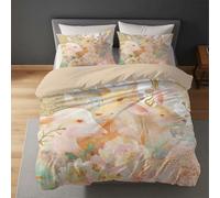 Duvet Cover Set 260 x 220 cm Super King with Pillowcases, Brushed Microfibre, Barn Dandelion Rural Bedding Set, Reversible with Hidden Zip, Corner Ties, Machine Washable, Grey