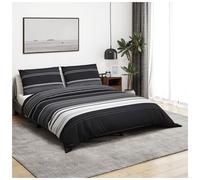 Duvet Cover Set 260x220cm Black Stripes 100% Cotton OEKO-TEX Hidden Closure Soft
